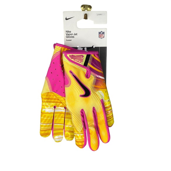 Nike Other - Nike Vapor Jet 8.0 Football Gloves Yellow Pink Mens Large N1011364815 NEW